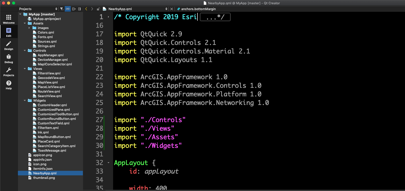 image showing nearby sample app project structure